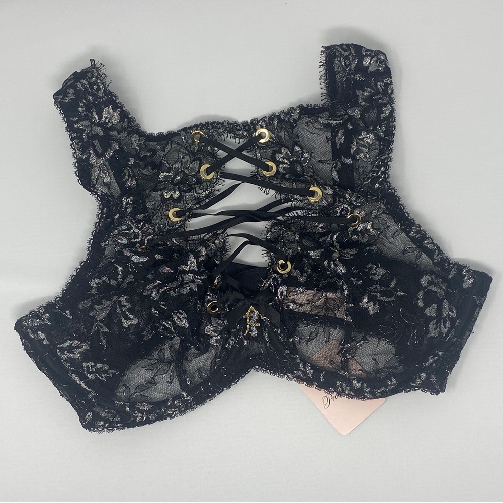 Agent Provocateur Taisia Black Silver 36DD Bra NWT $825 - Picture 9 of 13